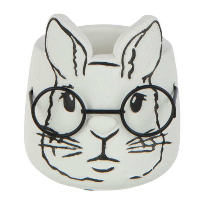 J-Line cache-pot Lapin - ciment - blanc -  small - 2 pièces - Ø 9 cm