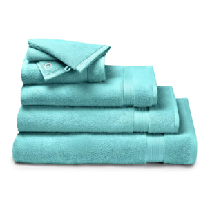 Serviette invites pur coton 550 g/m² uni bleu Elea curacao