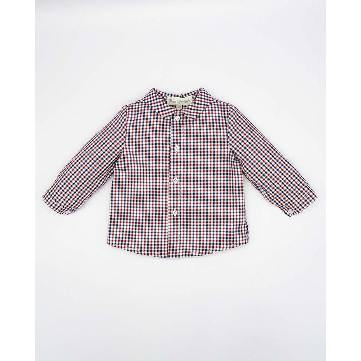 CAMISA CUELLO PICO CUADROS ROJO Y AZUL