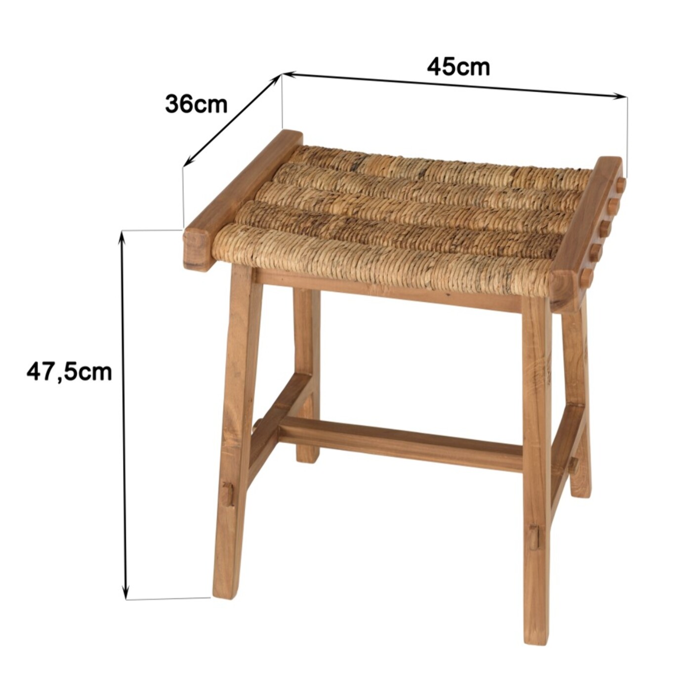 SIXTINE - Tabouret assise en tissage d'abaca naturel