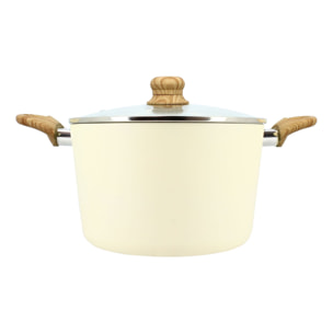 Faitout 24cm avec revêtement céramique crème - tous feux COLORAMA