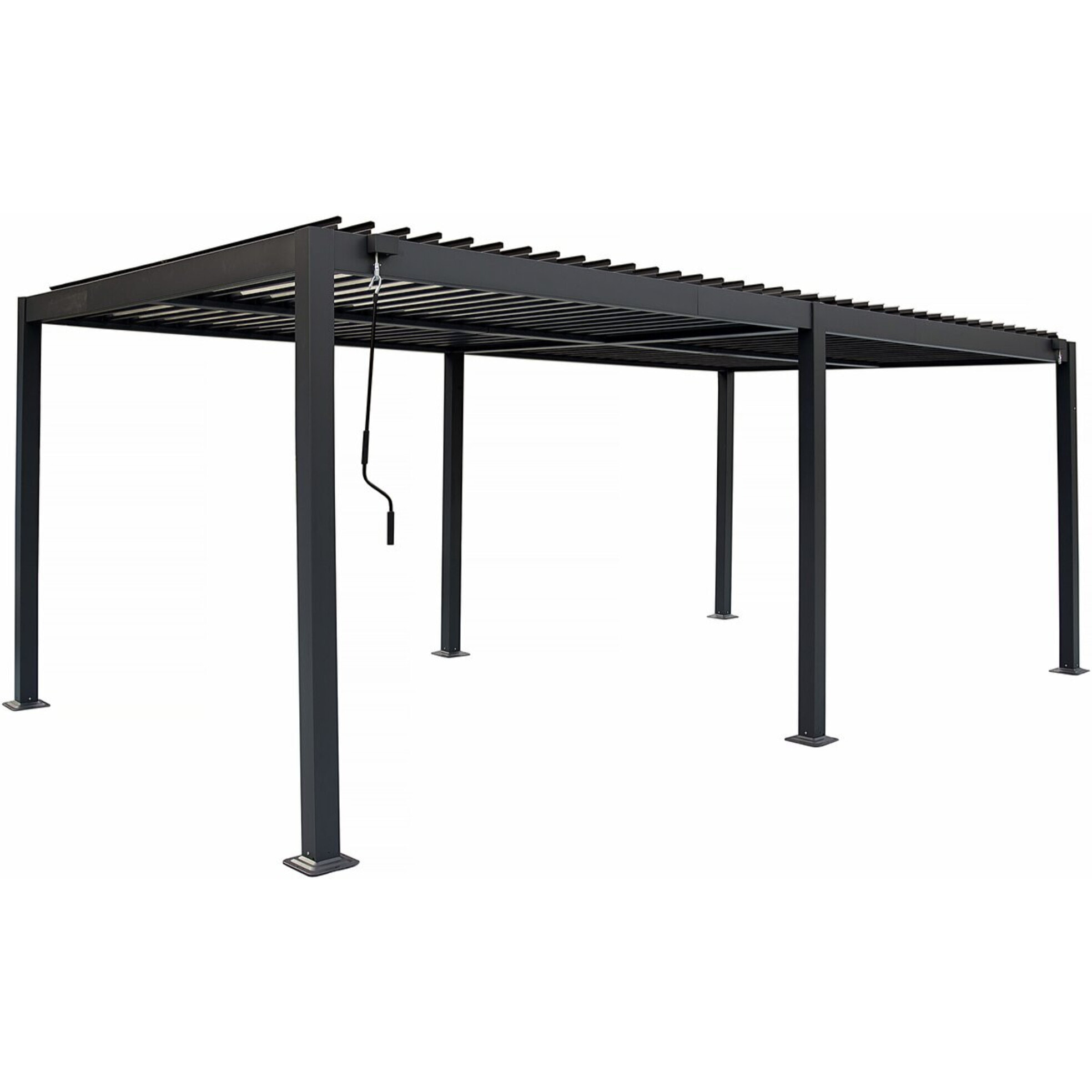 Pergola bioclimatique avec rideau en aluminium "Kensington" - 3 x 6 m - Gris