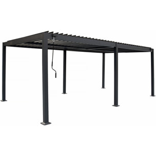 Pergola bioclimatique avec rideau en aluminium "Kensington" - 3 x 6 m - Gris