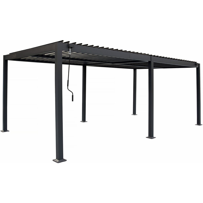 Pergola bioclimatique avec rideau en aluminium "Kensington" - 3 x 6 m - Gris