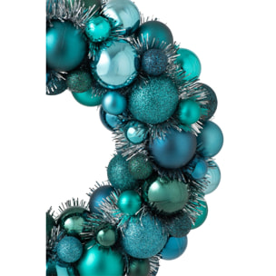 J-Line couronne boules de Noël - PS - bleu/vert foncé