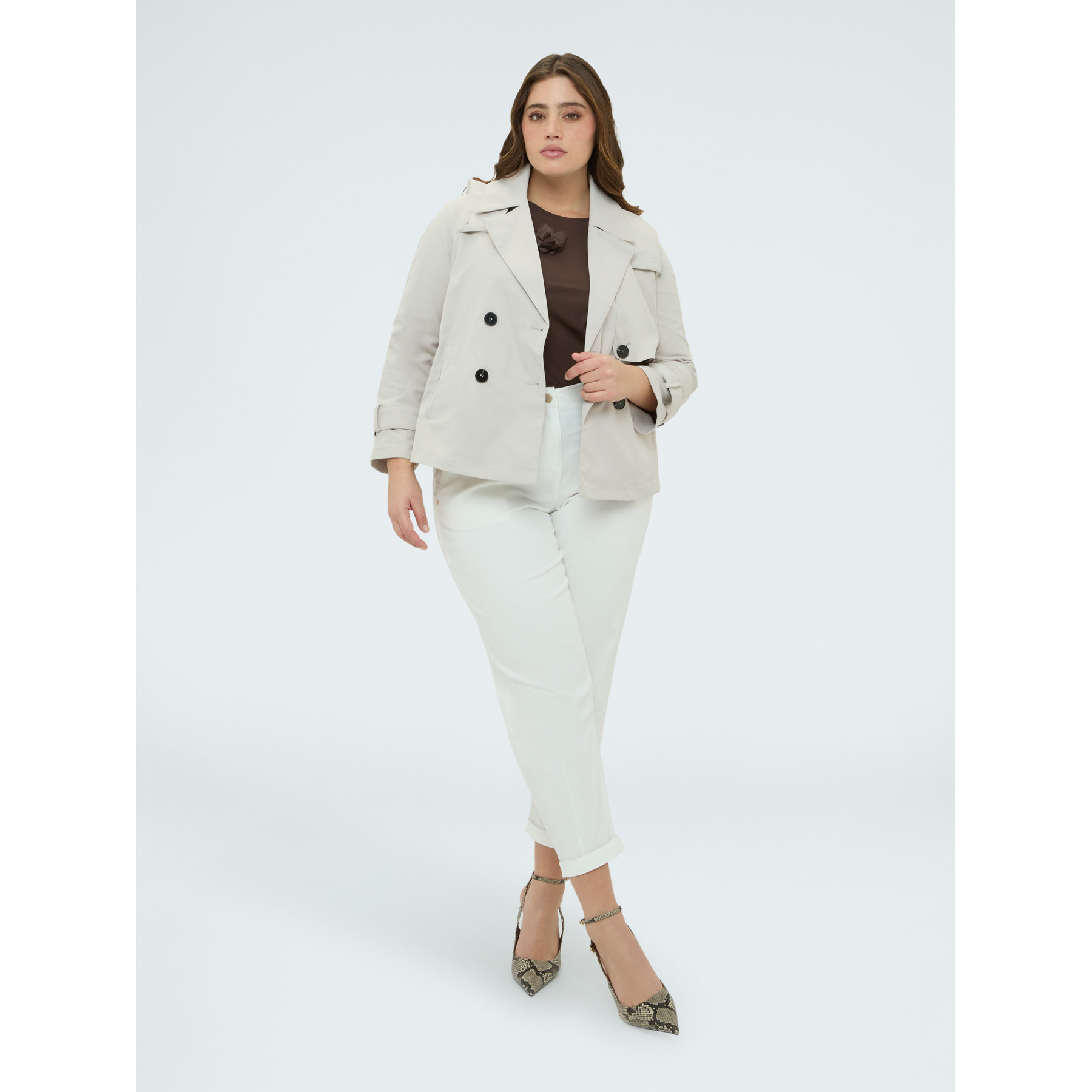 Fiorella Rubino - Gabardina corta cruzada - Blanco