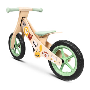 Bicicleta sin pedales WILD BIKE bici infantil de madera diseño verde