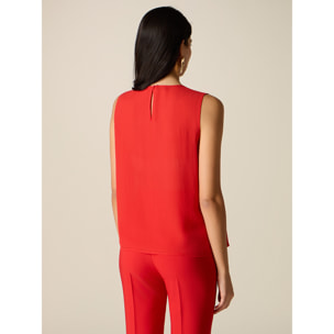 Oltre - Top de seda/viscosa con aplicaciones - Rojo
