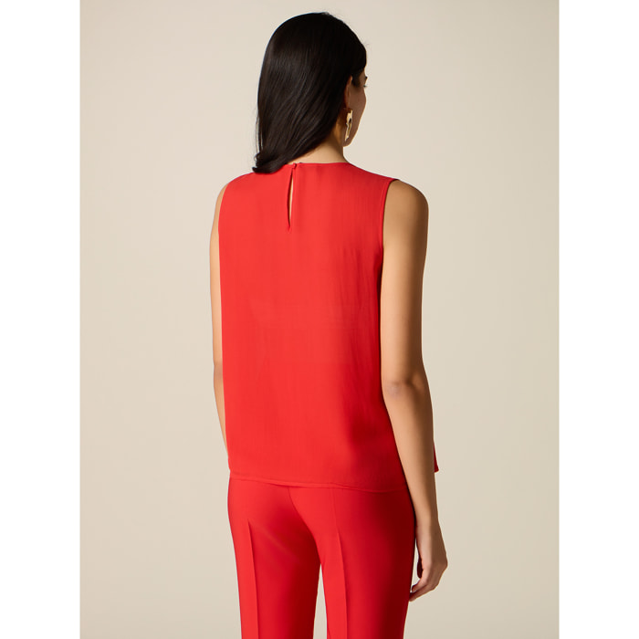 Oltre - Top de seda/viscosa con aplicaciones - Rojo