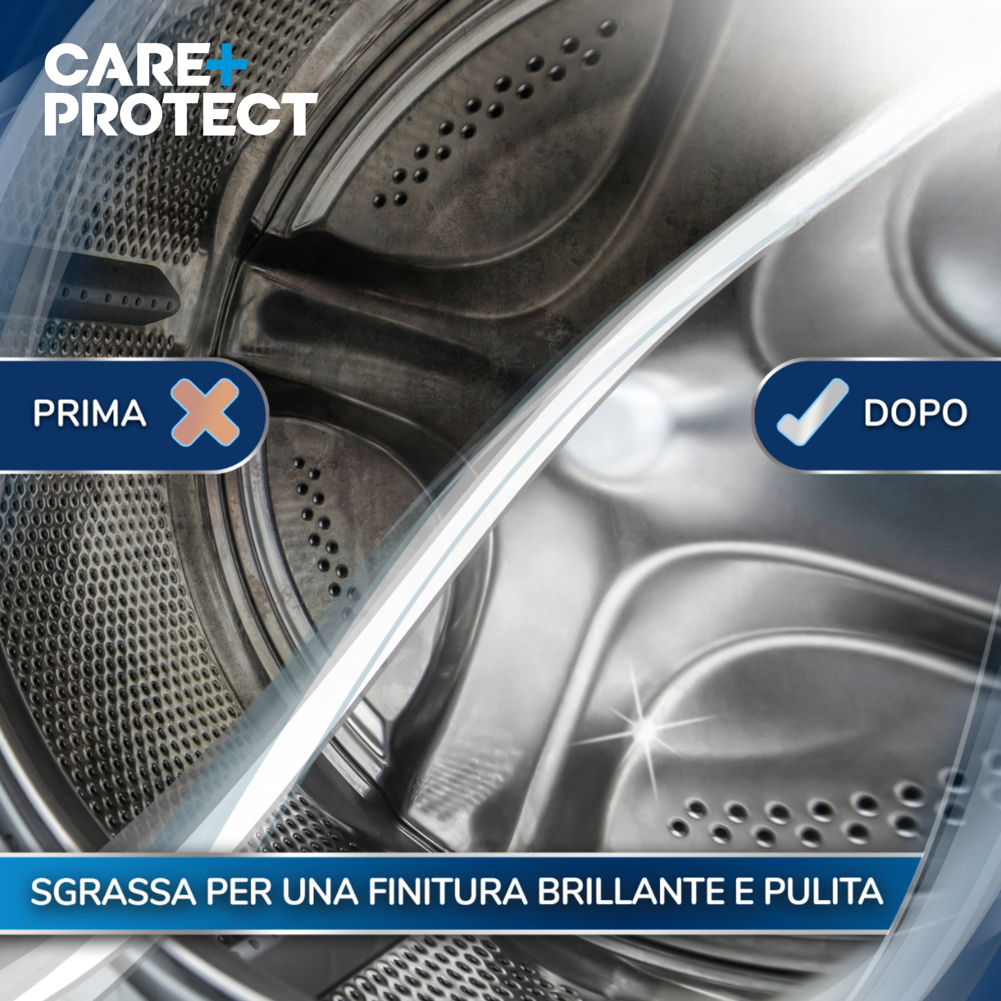 CARE + PROTECT 3 in 1 anticalcare sgrassante e igienizzante per lavstoviglie e lavatrice - X2 (da 12 bustine)