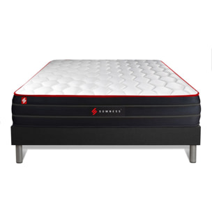 Ensemble - Matelas Hybride 26cm d'épaisseur - 7 zones de confort - Confort équilibré - Sommier tapissier en kit - 2 places