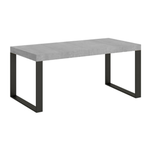 Table extensible 90x90/246 cm Tecno Premium Gris Béton cadre Anthracite