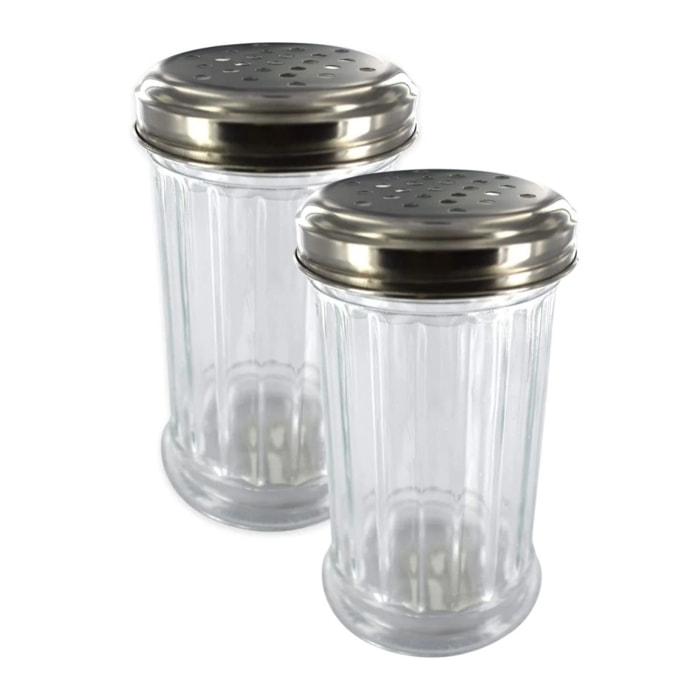 Ensemble de 2 Saupoudreuses à parmesan et sucre glace en verre 13 cm Fackelmann