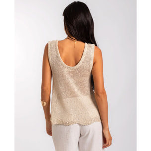 Top de mujer de punto con brillo metalizado