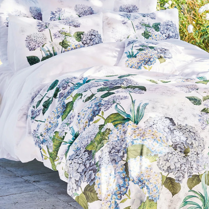 Housse de couette percale de coton imprimé multicolore Maelys bleu