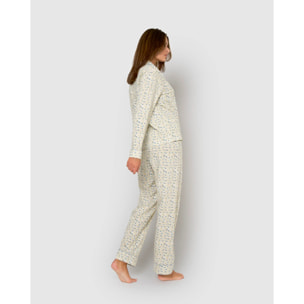 Pijama largo camisero algodón domana azul agua