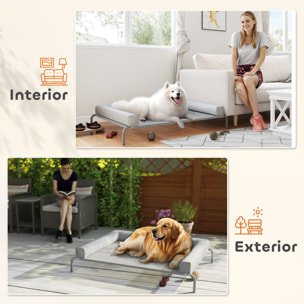Cama Elevada para Perros Refrescante con Refuerzos Extraíbles Cama Elevada para Perros Grandes Portátil con Malla Transpirable Marco de Acero para Interior Exterior 130x90x30 cm Gris Claro