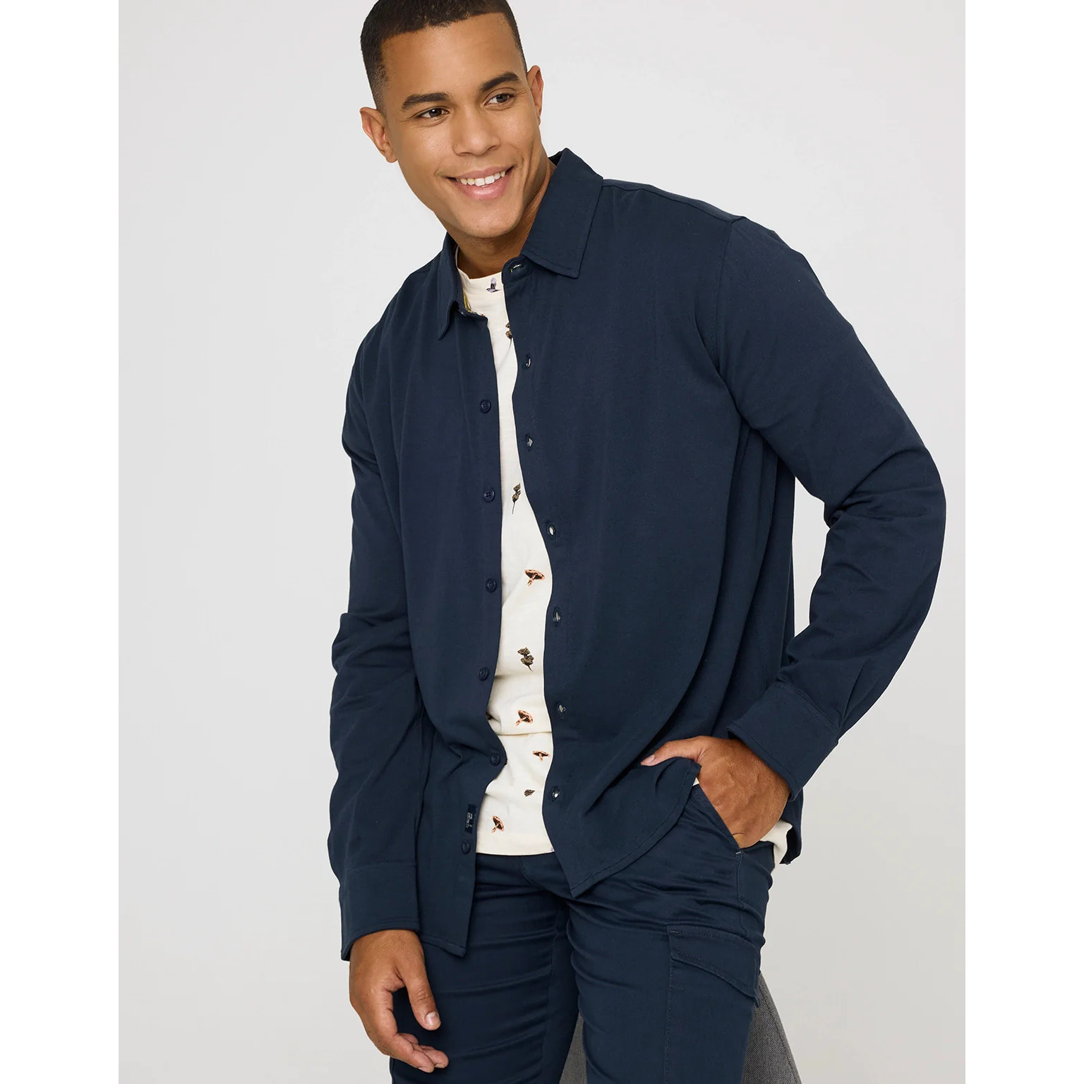 Camisa Manga Larga Azul Marino - Atti