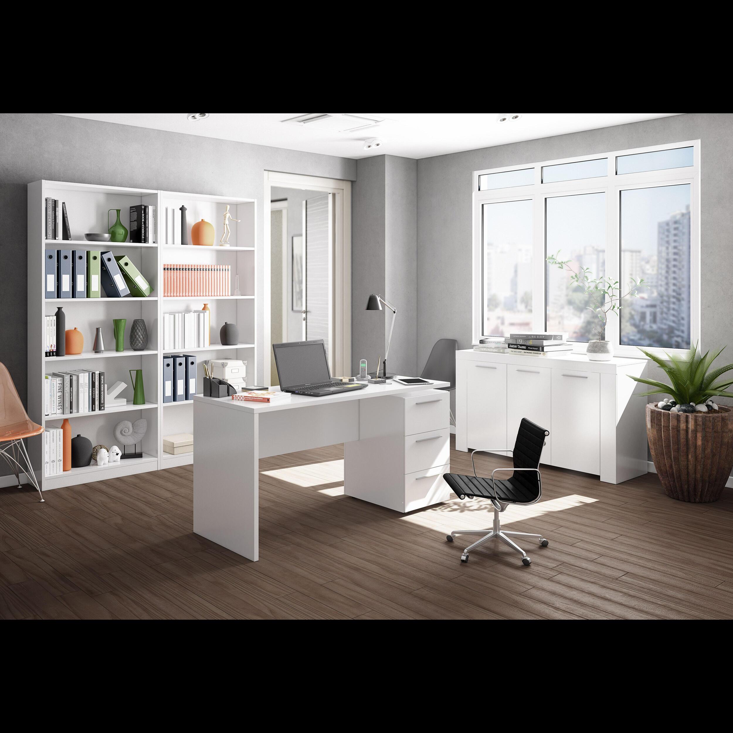 Scrivania con Tre Cassetti Terrasa Scrittoio Mobile per Computer Desk da Ufficio Soggiorno Sala da Pranzo 138 x 74 x 60 cm Colore Bianco