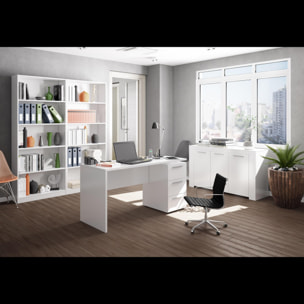 Scrivania con Tre Cassetti Terrasa Scrittoio Mobile per Computer Desk da Ufficio Soggiorno Sala da Pranzo 138 x 74 x 60 cm Colore Bianco