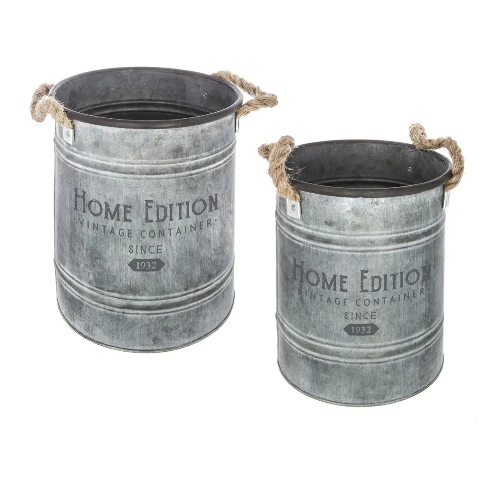 Set de 2 seaux métal gris D19/23cm