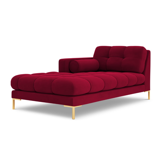 Méridienne gauche "Bali" en velours rouge