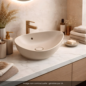 Vasque asymétrique à poser Nouvelle vague satinée argile