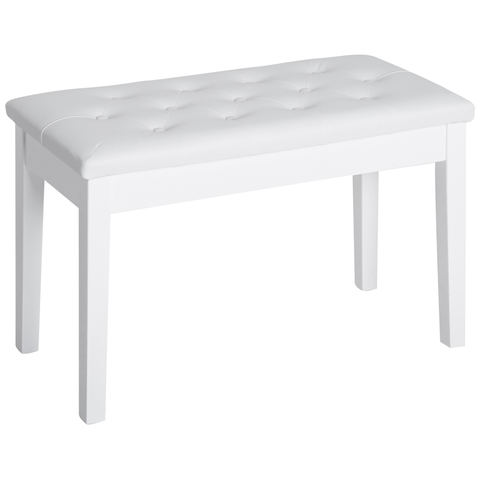 Banco de Piano con Almacenamiento, Banqueta de Piano con Asiento de Cuero Sintético, Patas de Madera, Carga Máxima 200 kg, 76x36x50 cm, Blanco