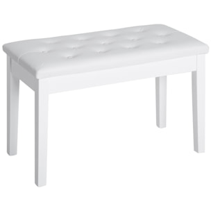 Banco de Piano con Almacenamiento, Banqueta de Piano con Asiento de Cuero Sintético, Patas de Madera, Carga Máxima 200 kg, 76x36x50 cm, Blanco