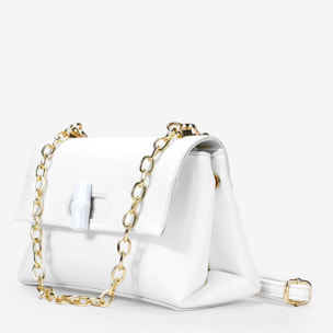 Bolso bandolera blanco con solapa