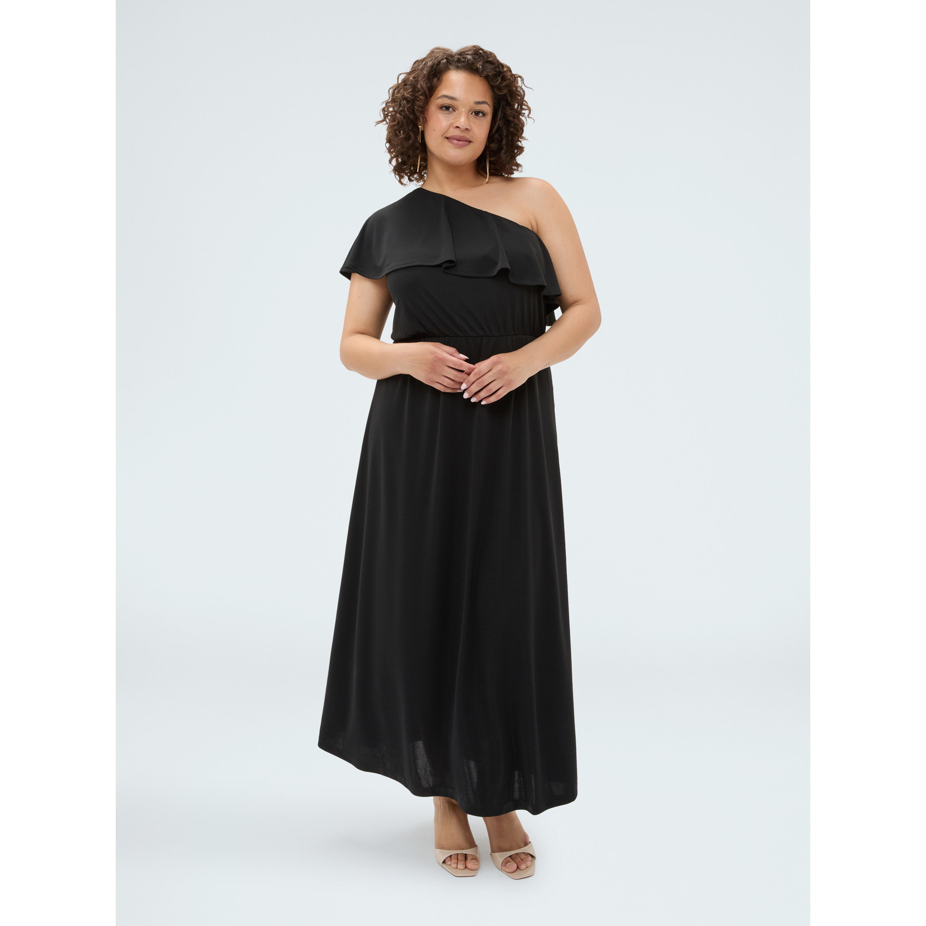 Fiorella Rubino - Vestido Dream asimétrico con volante - Negro
