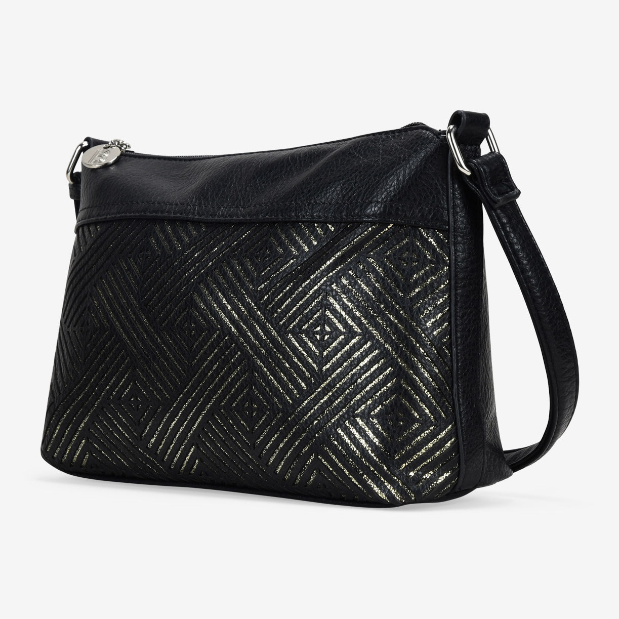 Bolso bandolera negro con cremallera