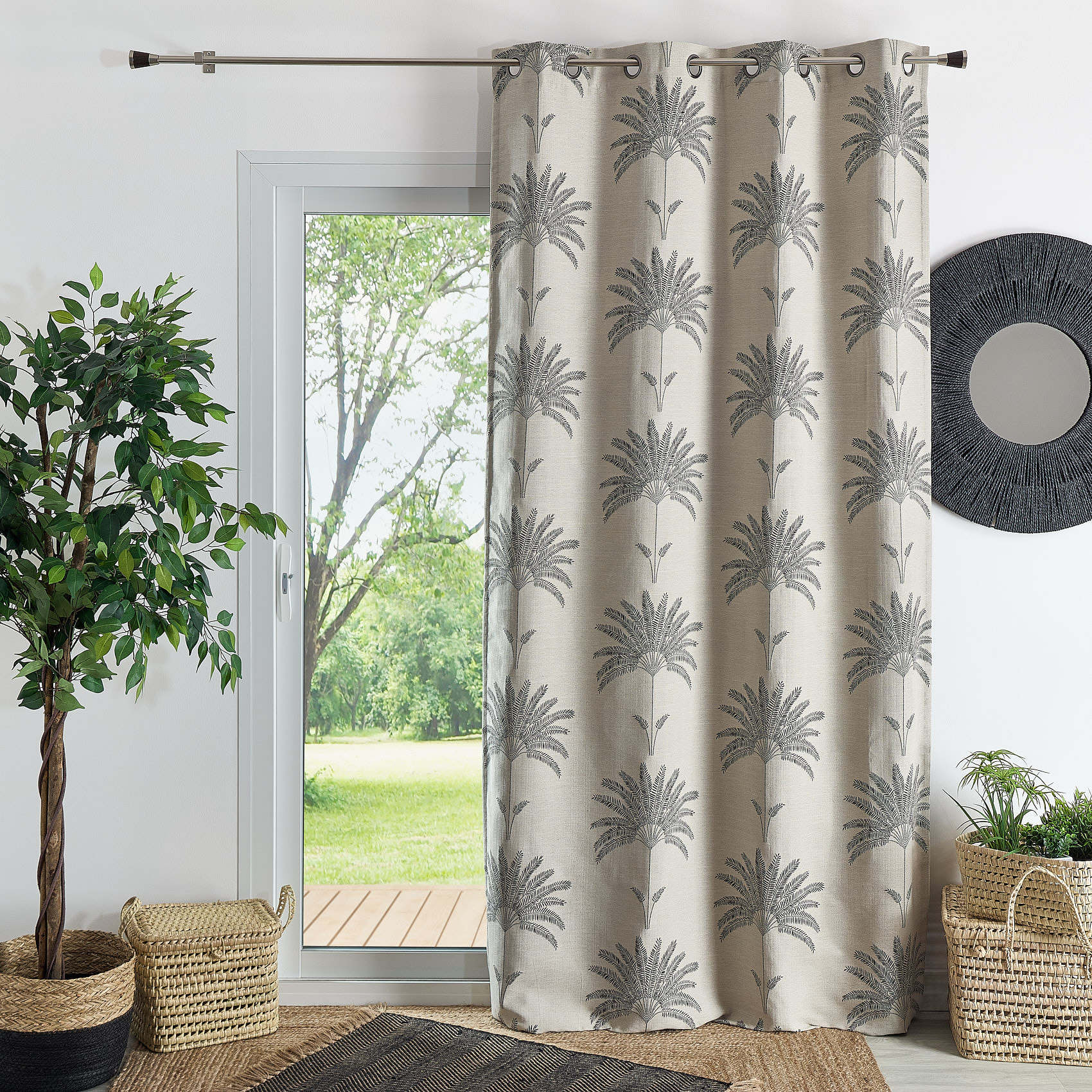 Rideau d'ameublement en jacquard - Noir