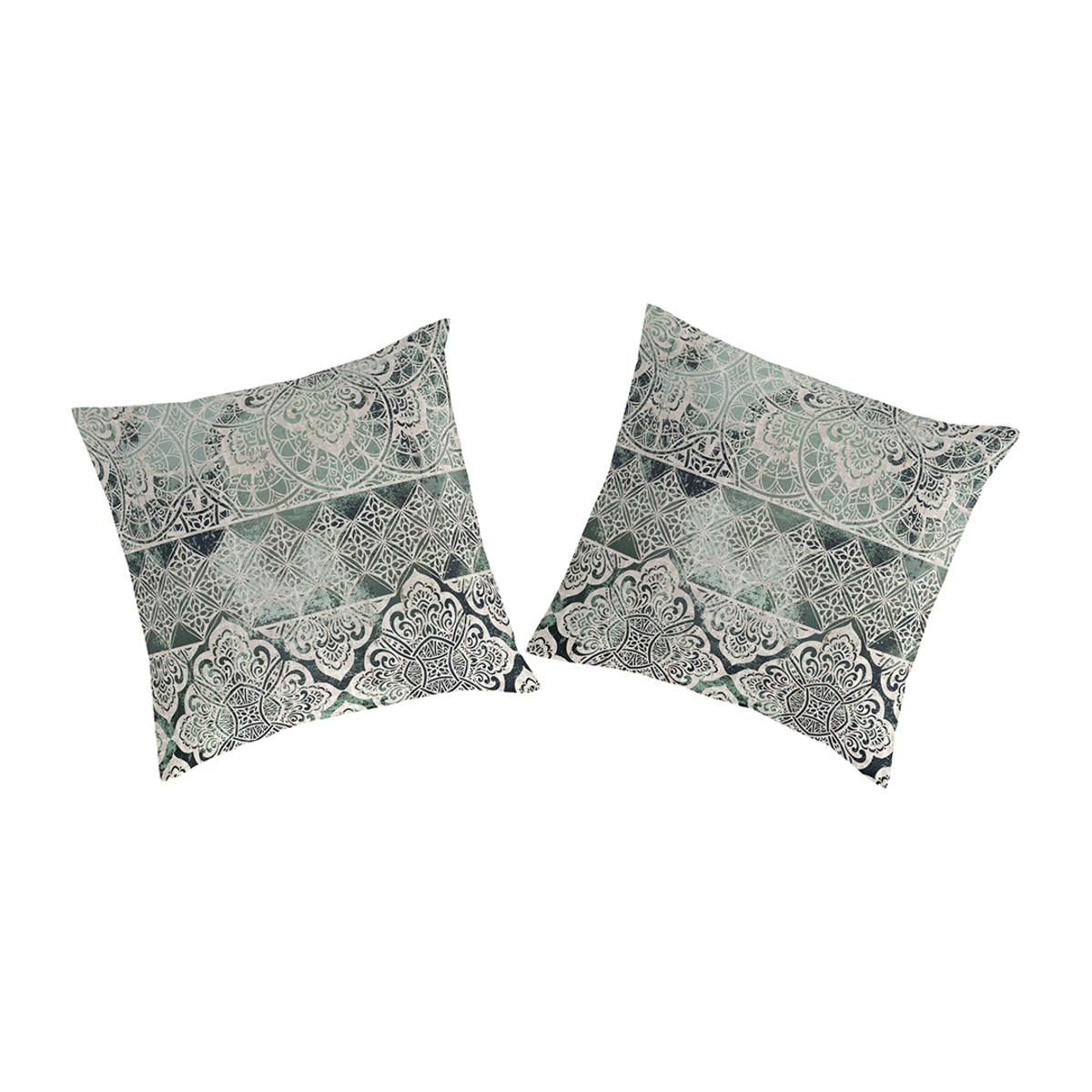 2 Fundas de almohada ALAIN azul/gris 65x65 cm - 100% algodón -