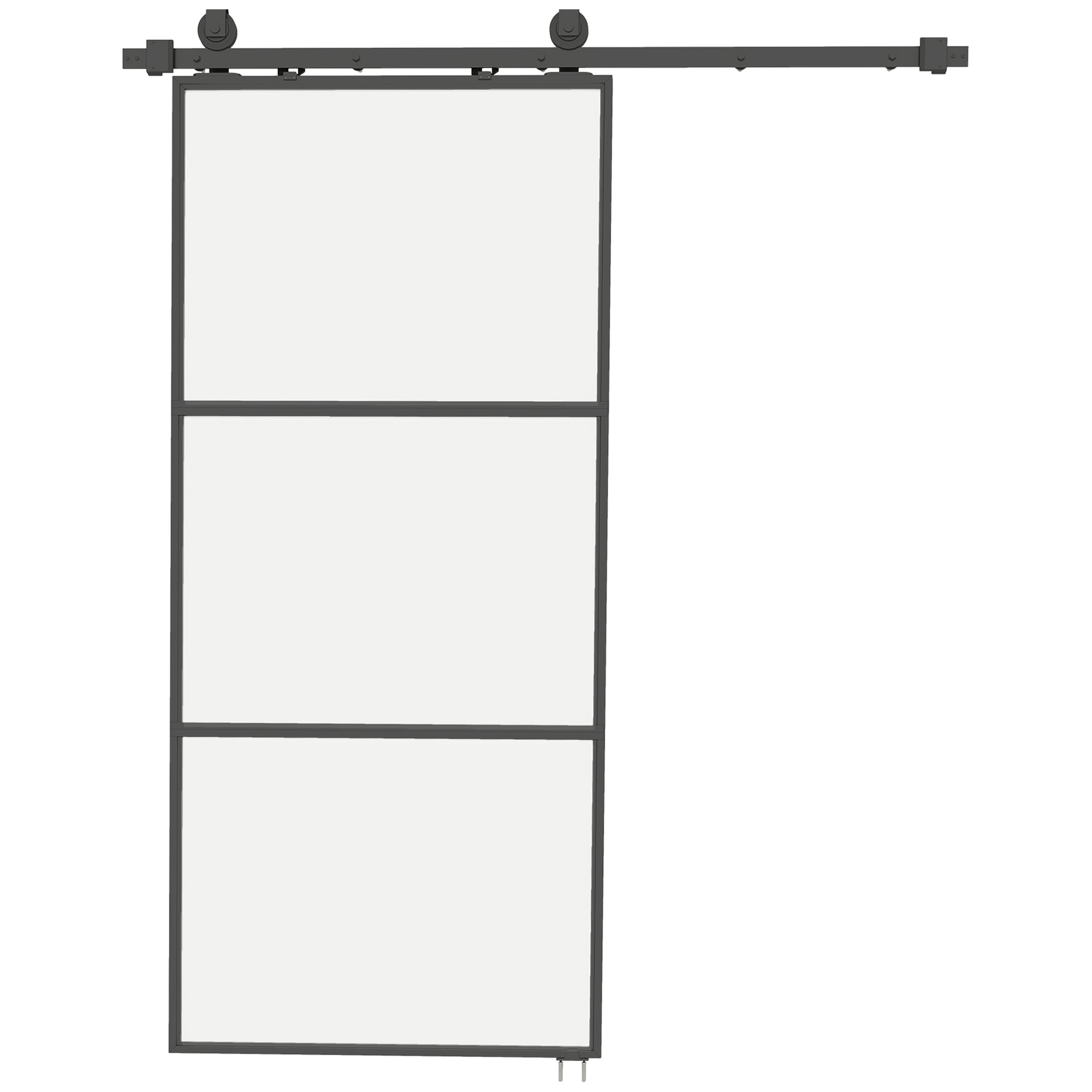 Puerta Corredera con Herrajes Puerta Corredera de Cristal con Mecanismo Cierre Suave para Baño Salón Sala de Estar Cocina 91,4x203,2 cm Negro