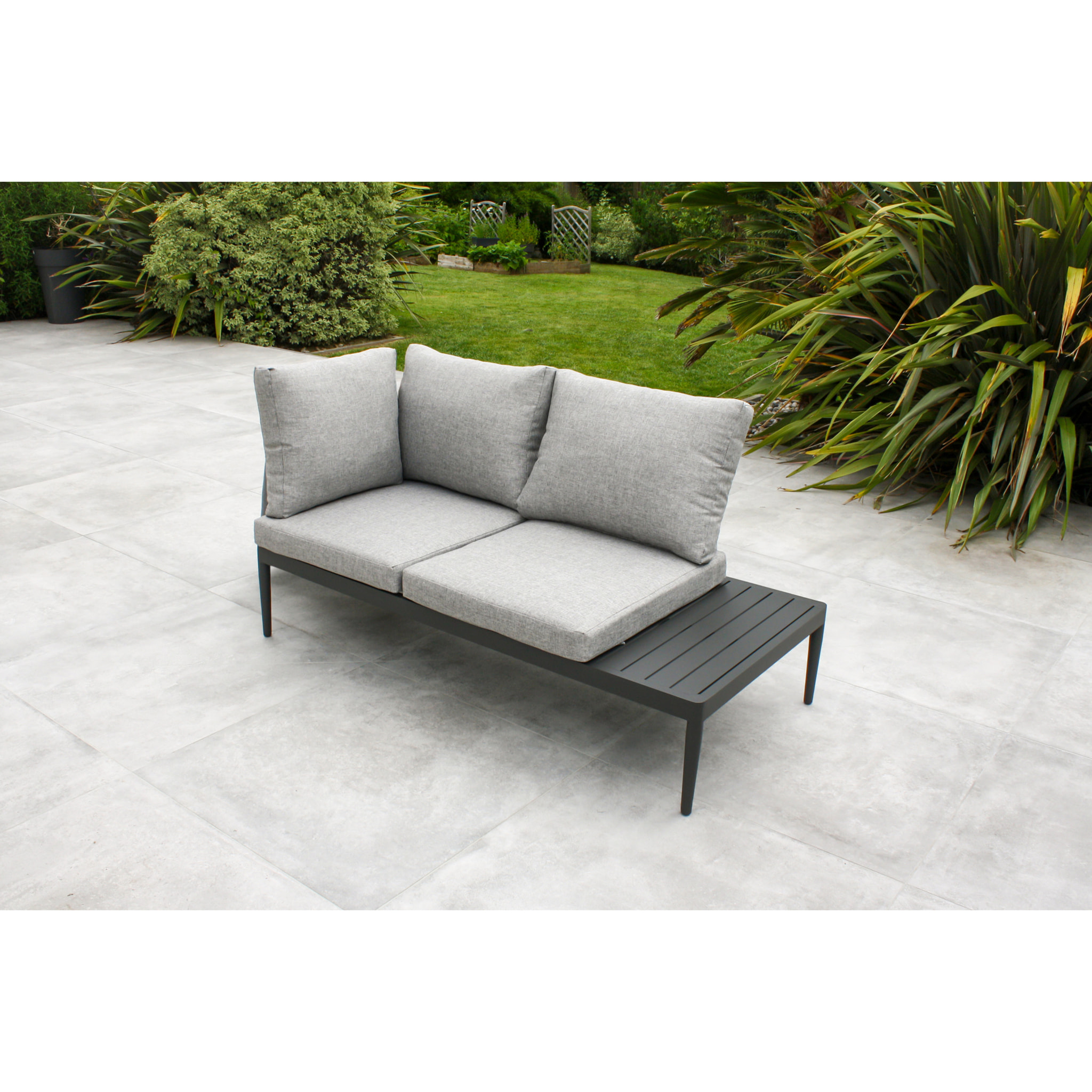 ANKARA - Salon de jardin d'angle 4 places en aluminium gris anthracite