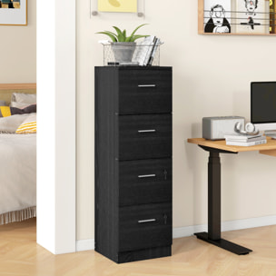 Cajonera Escritorio con 4 Cajones, Cajonera de Oficina con Cerraduras, Barras Ajustables para Archivos Tamaño A4 y Carta, Archivador para Estudio, Salón, 40x42x130,8 cm, Negro