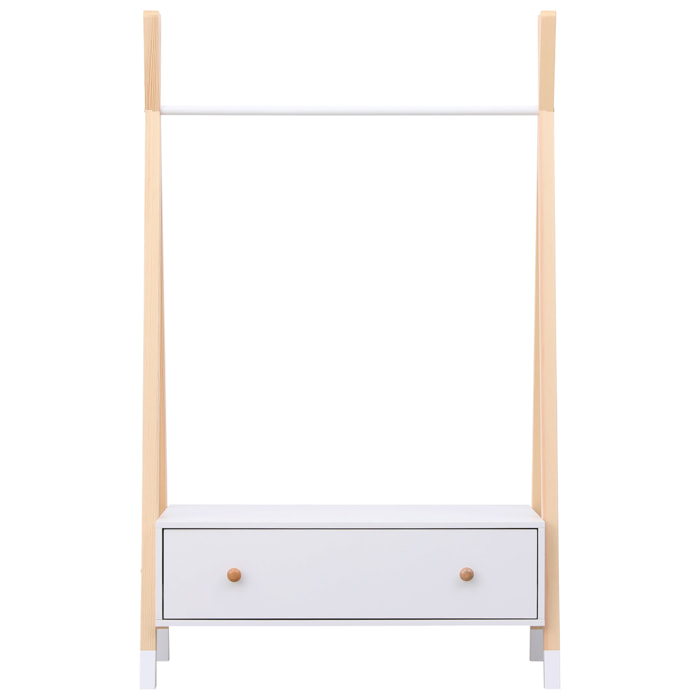 Penderie pour enfant bois et blanche avec tiroir LOU