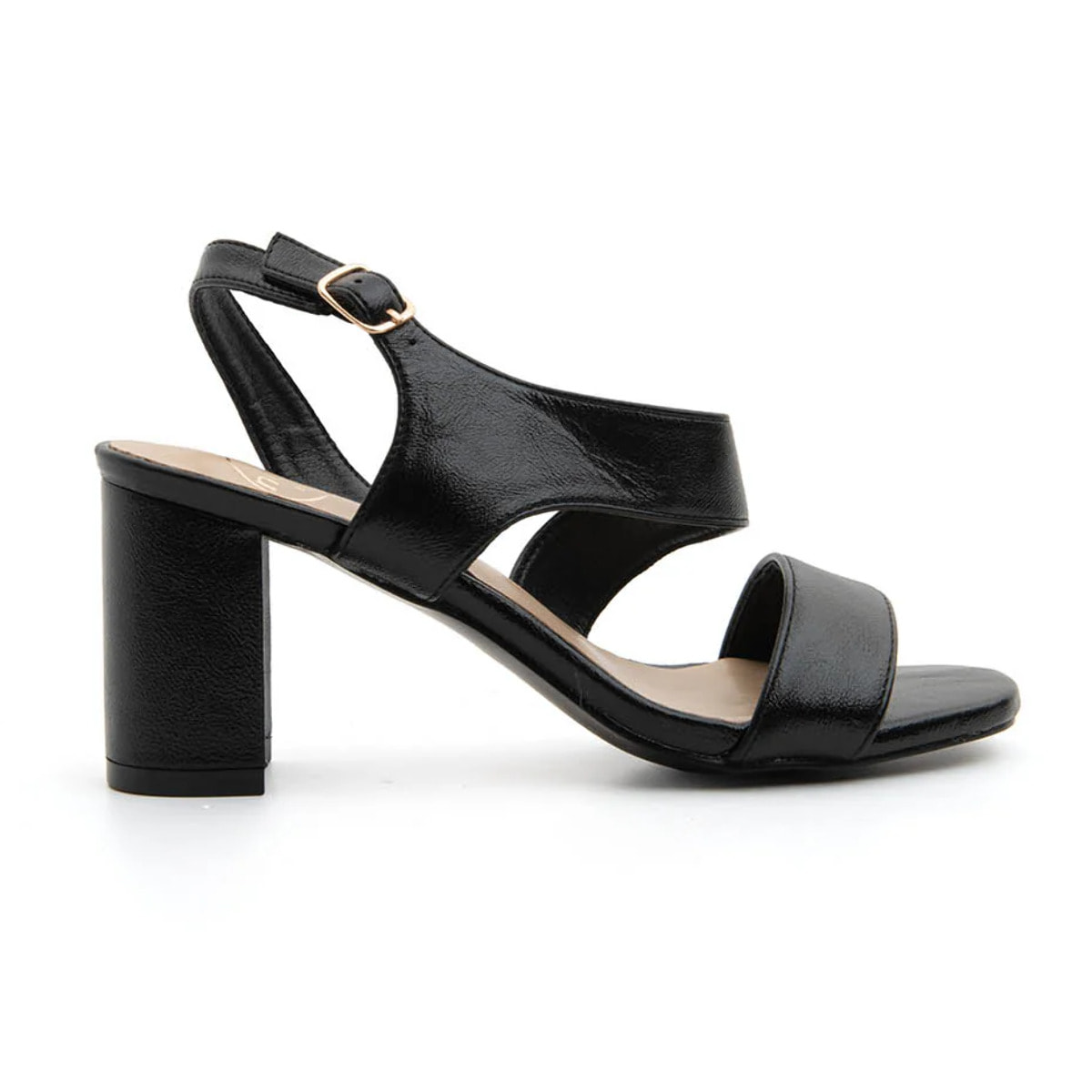 Sandalo con tacco largo e fascia sculpt - NERO
