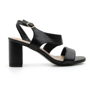 Sandalo con tacco largo e fascia sculpt - NERO