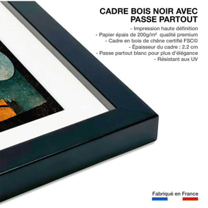 Affiche enfant la nuit des jeunes monstres  Affiche sous cadre noir