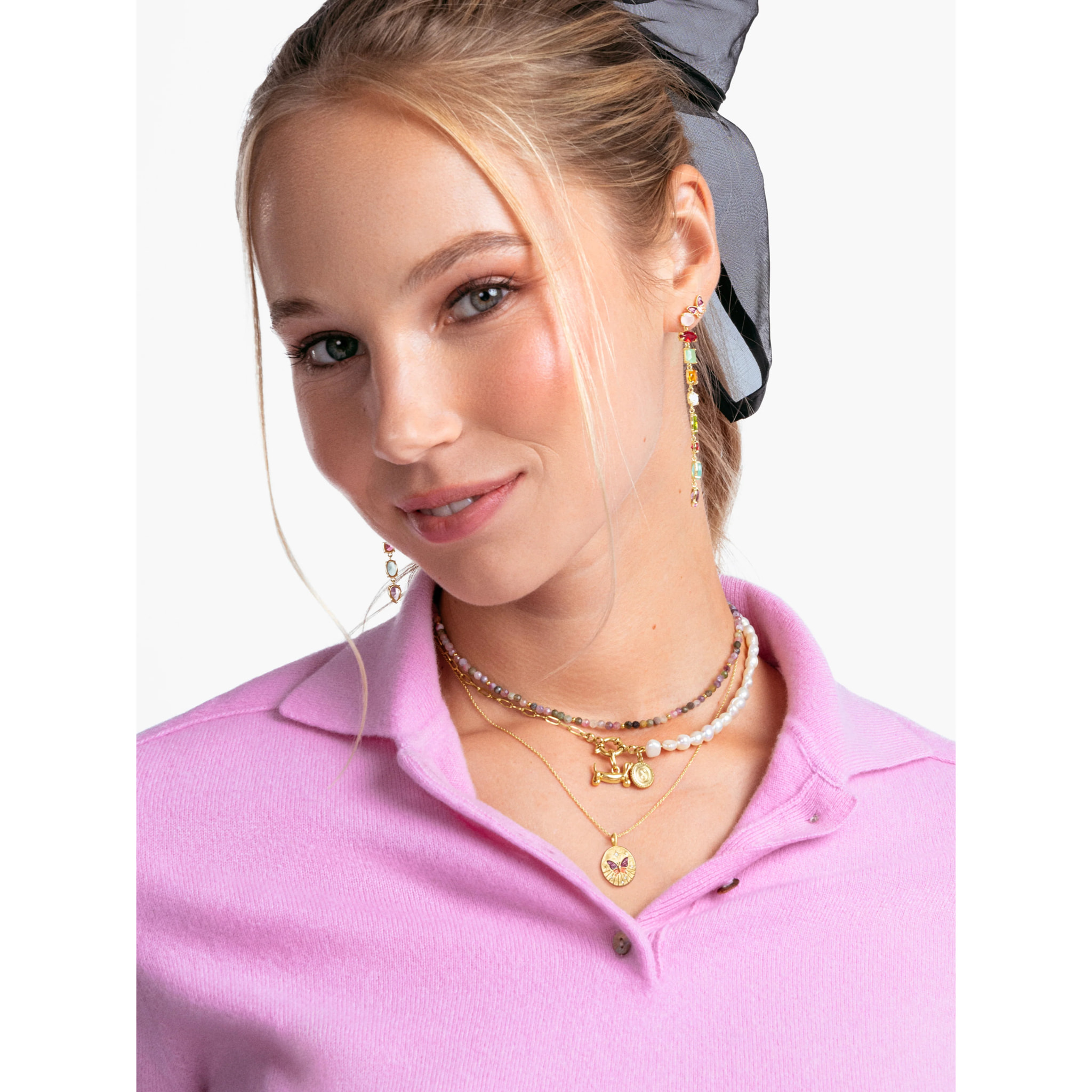 Collar Altea Dots Tourmaline Syra Acero Baño Oro