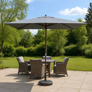 Parasol en bois rectangulaire toile grise PARMA