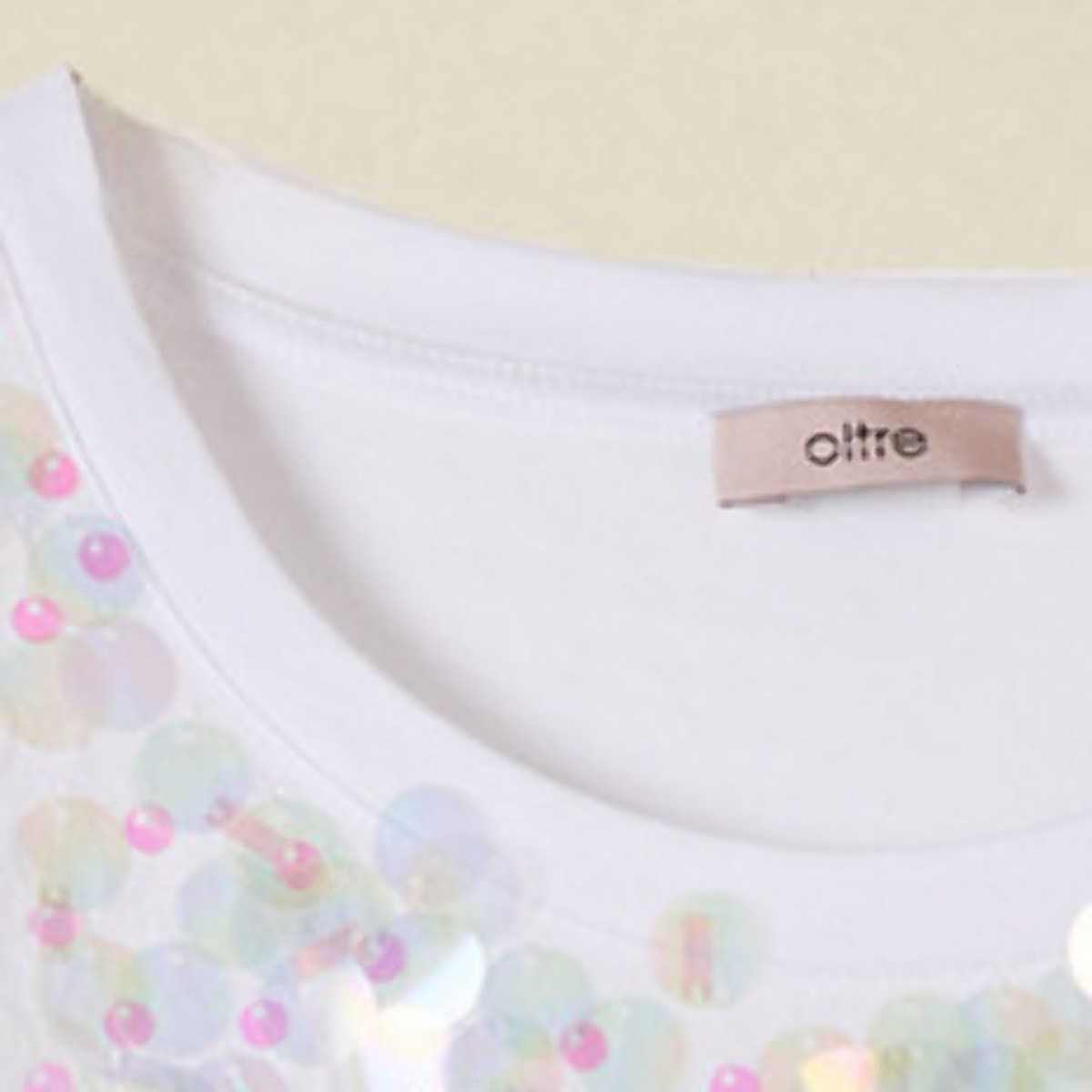 Oltre - T-shirt con ricamo in paillettes - Bianco