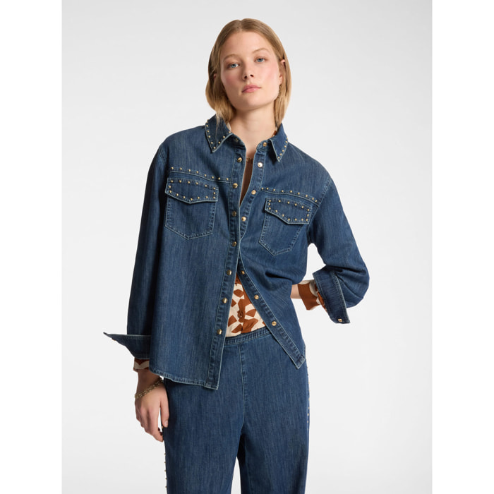 Elena Mirò - Camicia in denim con borchie - Blu