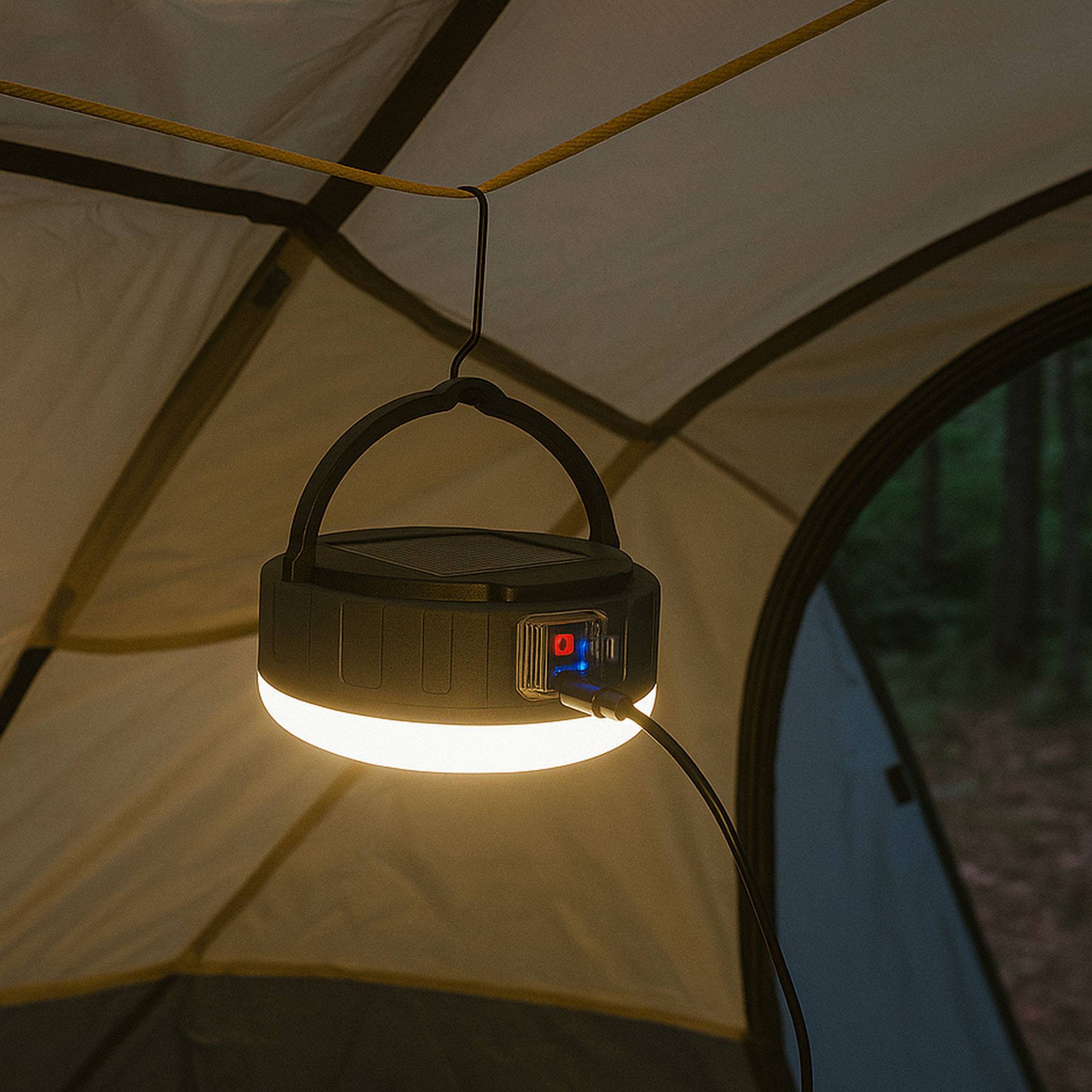 Well home lámpara de camping con panel solar en polipropileno 16x16x6,7cm