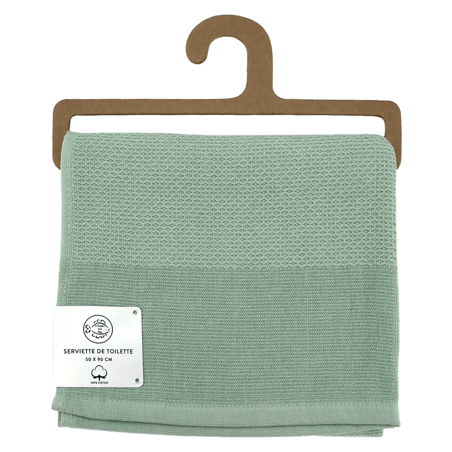 Serviette de toilette 50x90cm 355g/m² - Waffle sauge