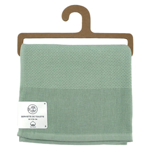 Serviette de toilette 50x90cm 355g/m² - Waffle sauge