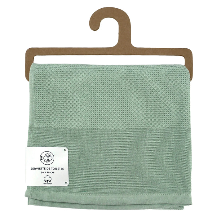 Serviette de toilette 50x90cm 355g/m² - Waffle sauge