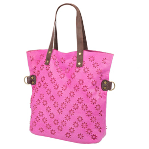 Badia bolso shopper mujer. Piel auténtica Napa con diseño de estrellas perforadas.